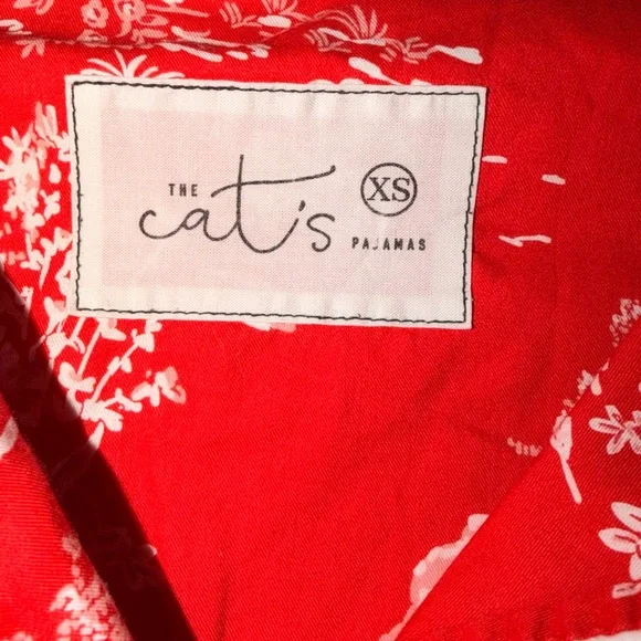 Red French Toile Pajama Top | Scenic Print Button Front - Picture 7 of 7